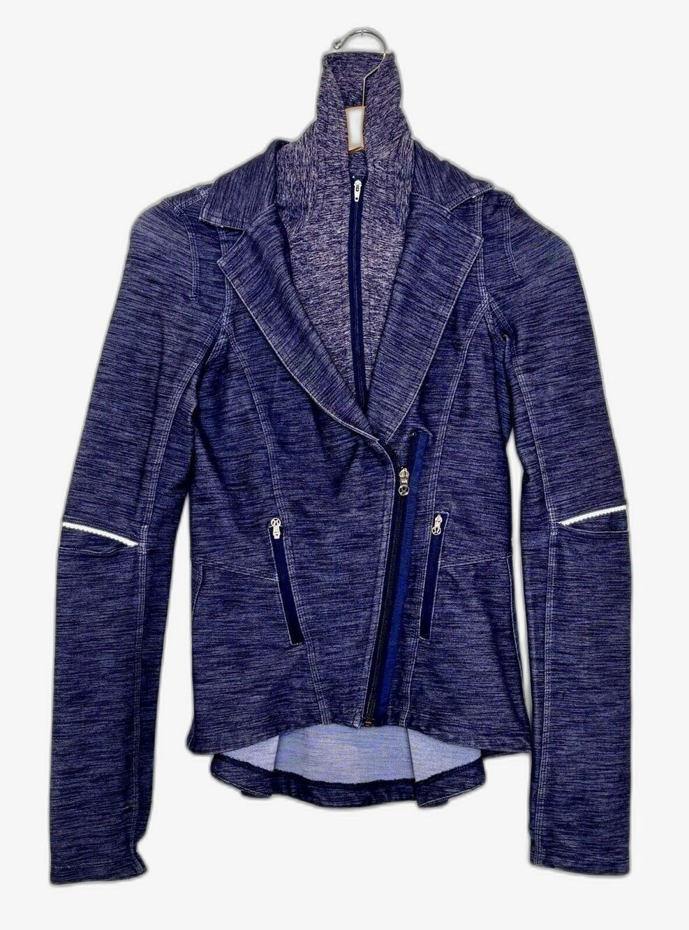 Lululemon Womens Ride On Blazer Heathered Blue Indigo Jacket Zip Up Pockets Sz 4
